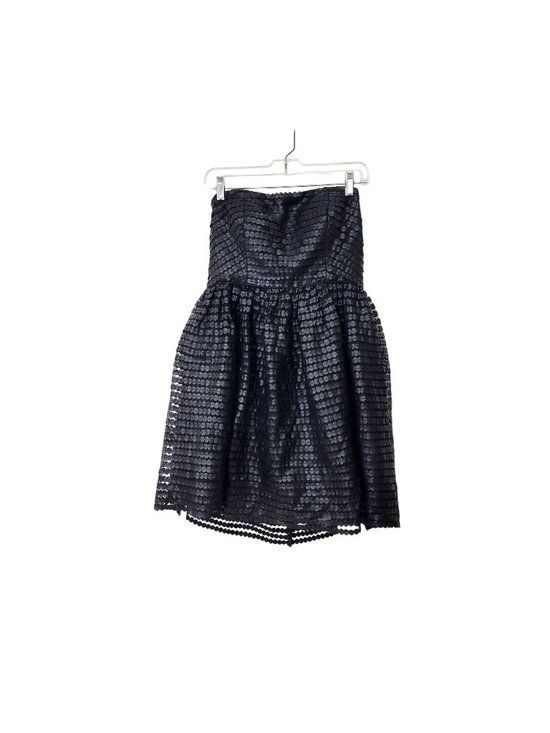 MD-6429 Dresses & Skirts - Strapless Black Textured Faux Leather Mini Dress